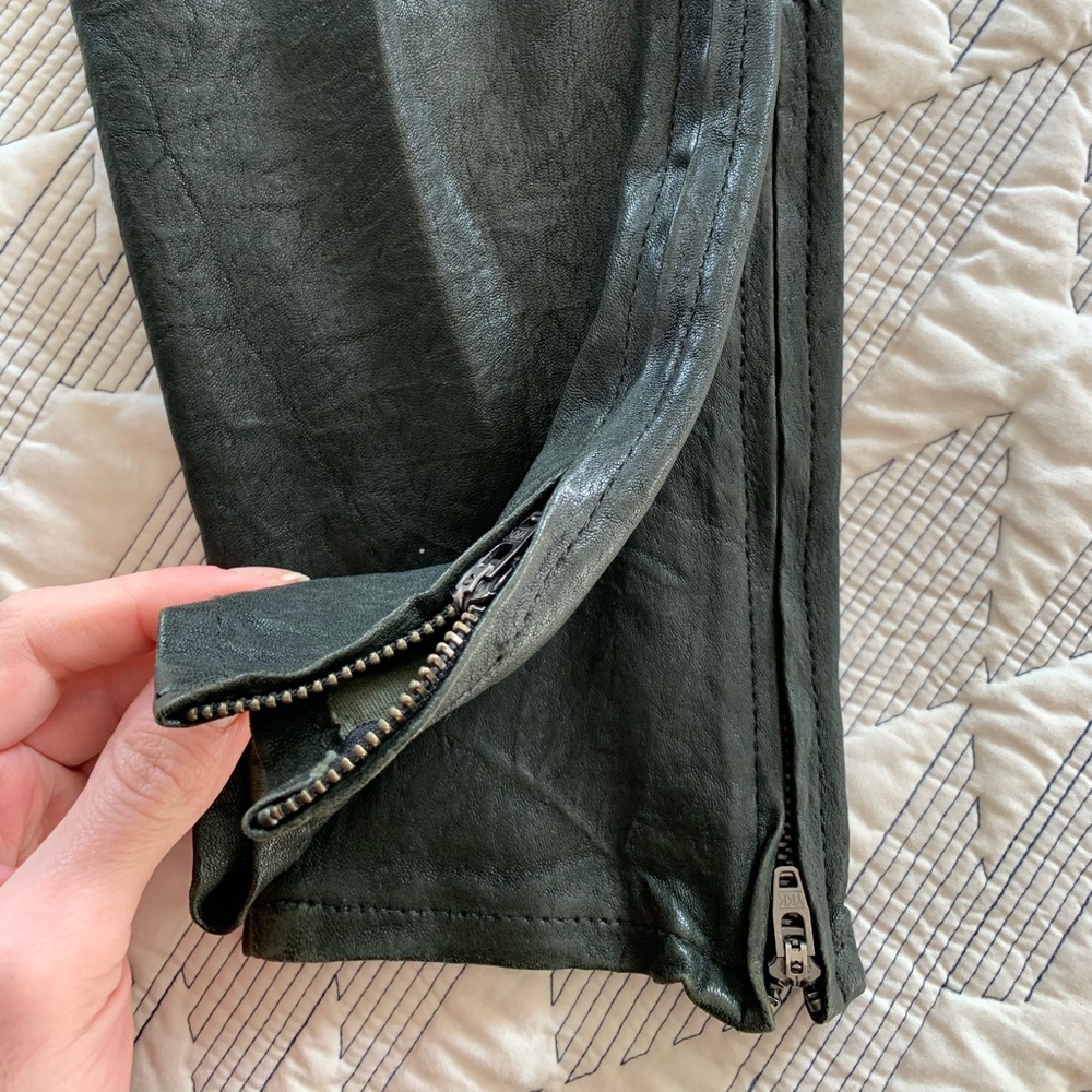 J Brand Forest Green "Super Skinny" Leather Pant - Picture 7 of 11